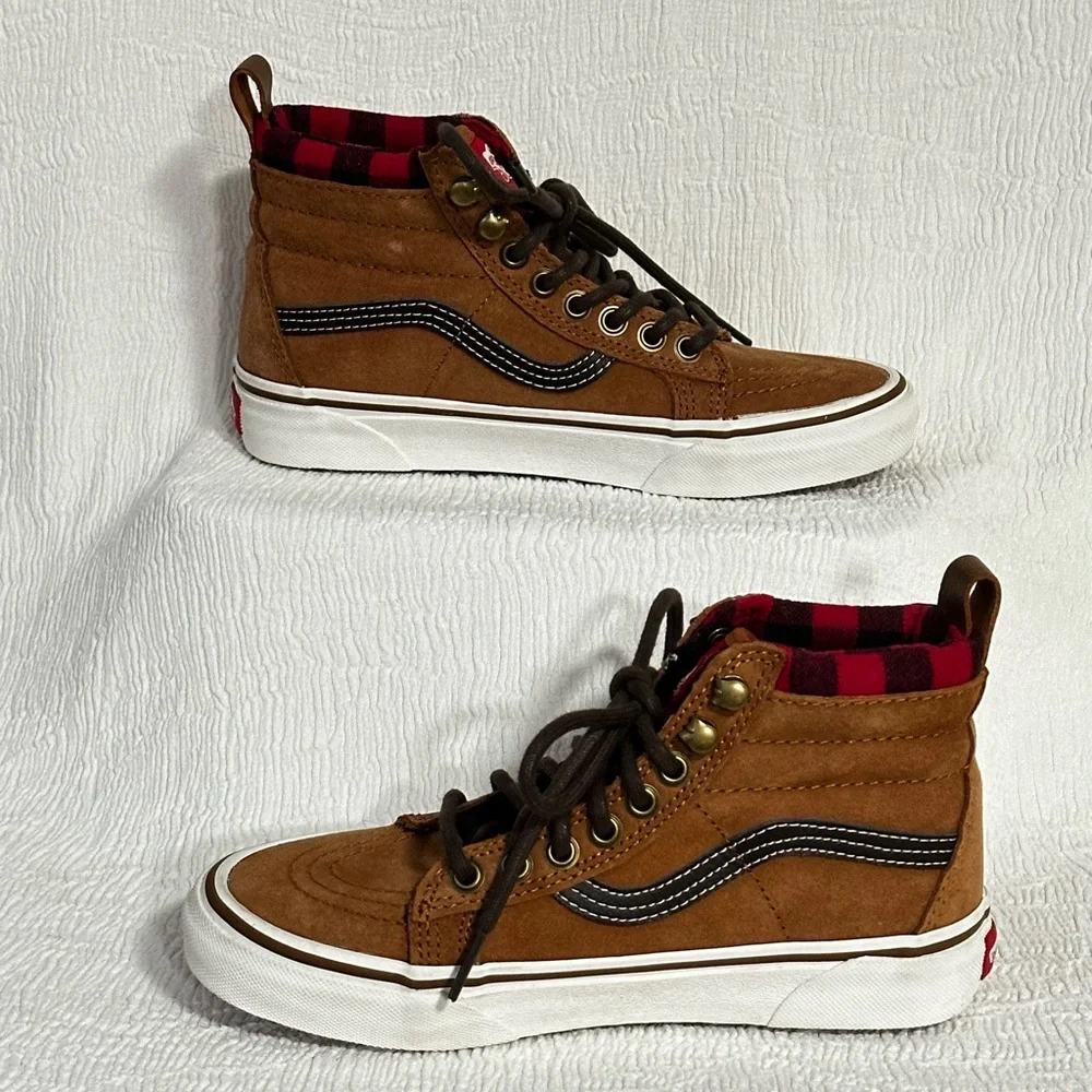 🪵🪓🏔️ Vans Sk8-Hi MTE Glazed Ginger Suede/Leather w/ Buffalo Plaid Lining New 🔥
